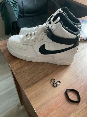 Nike White and Black High-Top Sneakers